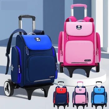 Школьная сумка для студентов большой емкости, рюкзак на колесиках, детская сумка-тележка, школьный рюкзак, сумка на колесиках, детская тележка, рюкзак на колесиках