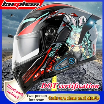 Kuqibao Двухобъективный Откидной Шлем Мотоциклетный Bluetooth-шлем С Внутренней Связью Для двух человек Мотоциклетный Крутой Полный Шлем Точечная Сертификация