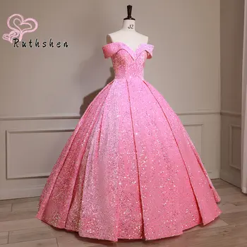 Роскошные Вечерние Платья с Розовыми Блестками, Бальное Платье Vestido De Fiesta для Женщин, Торжественная Вечеринка