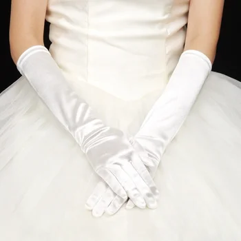 Свадебные Перчатки Свадебные Атласные С длинным пальцем Белые, Черные, цвета слоновой кости Свадебные Аксессуары