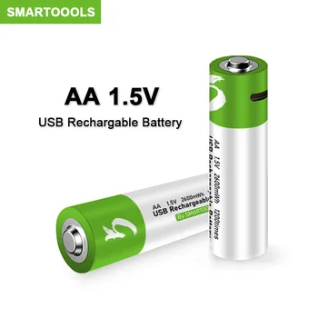 100% Оригинальные аккумуляторные батареи USB AA 1,5 В 2600 МВтч, литий-ионный аккумулятор для дистанционного управления мышью, аккумулятор для электрической игрушки + кабель