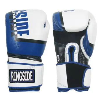 Боксерские перчатки для спарринга, белые / синие, 14 унций.