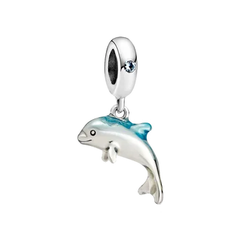 ГОРЯЧАЯ бусина-шарм из стерлингового серебра 925 пробы с мерцающим Дельфином, подходящая к оригинальному браслету-колье Pandora, новое поступление ювелирных изделий 2020 года