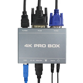 DVI HDMI VGA к USB3.0 карта захвата 4K PRO BOX устройство захвата HD видео HDMI loop out 1080P 60 кадров в секунду выход plug and play HD AV