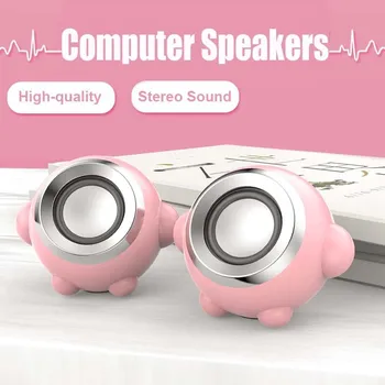 2023 новые розовые компьютерные колонки для ПК, портативные колонки с проводным воспроизведением музыки USB 3,5 мм, стереосистема Hi-FI с микрофоном для настольного ПК, ноутбук