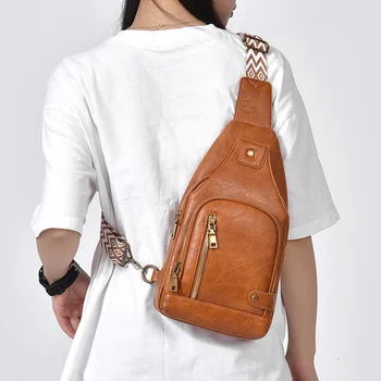 Рюкзак Мужской Слинг через плечо, нагрудная сумка в стиле ретро из искусственной кожи для путешествий, повседневная мужская сумка-мессенджер через плечо