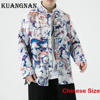 Мужская рубашка с Принтом Дракона KUANGNAN, Одежда для Мужчин, Роскошная Одежда, Мужские Рубашки и блузки С длинным рукавом 5XL, Весна 2023 года