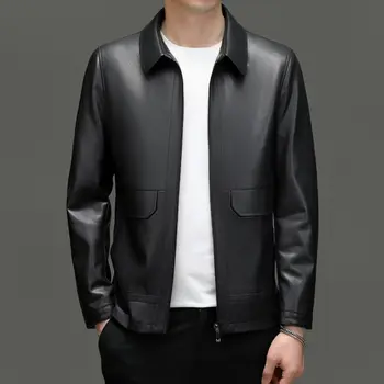 2381 Осенняя куртка из натуральной кожи, мужское тонкое короткое пальто для молодых и средних лет