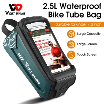 Велосипедный пакет с сенсорным экраном, сумка для верхней трубы для горного велосипеда из Тпу, жесткий чехол для передней части велосипеда, водонепроницаемое снаряжение для верховой езды, 2,5 л Eva