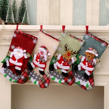 Рождественские украшения, Санта-Клаус, Маленькие носки, подвеска в виде Рождественской елки, Рождественский чулок, подарочный пакет, Рождественский пакет