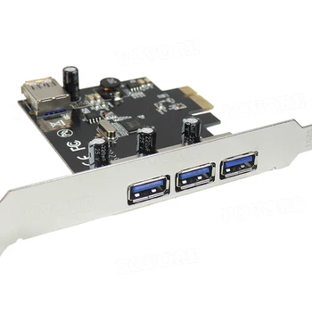 4 Порта USB 3 к карте PCI express PCIe x1 Карта расширения USB 5 Гбит/с USB3.0 к PCI-e 1x Внутренний Райзер с автономным питанием для Windows