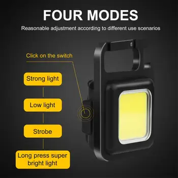 1 ~ 8ШТ Мини светодиодный фонарик Брелок для ключей Многофункциональные портативные фонарики для кемпинга COB Зарядка через USB Рабочие Фонари рыбалка
