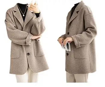 2023 Женская зимняя одежда, двустороннее женское кашемировое пальто, короткий маленький костюм, маленькое шерстяное пальто 1026