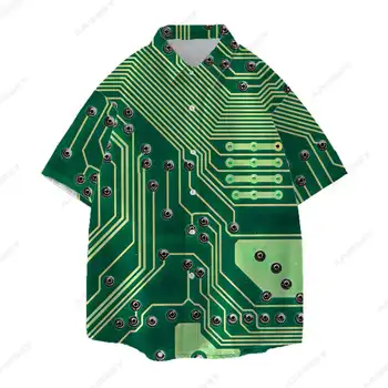 Jumeast Электронный Чип Мужская Гавайская Рубашка Flipper Zero Hacker Графические Рубашки Aloha Унисекс Мешковатая Пляжная Блузка Забавная Одежда Топы