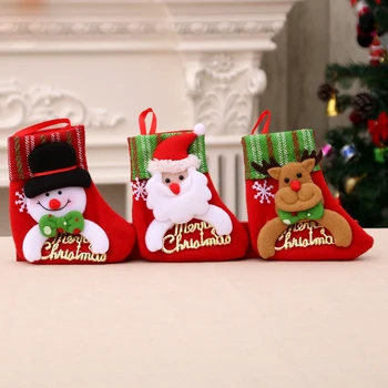 Рождественские украшения, Санта-Клаус, Маленькие носки, подвеска в виде Рождественской елки, Рождественский чулок, подарочный пакет, Рождественский пакет