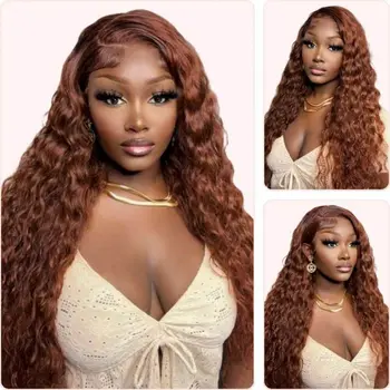 Шоколадно-коричневые Индийские волосы глубокой волны, прозрачный фронтальный парик размером 13х4 мм, человеческие волосы, цветные кружевные парики спереди для женщин, предварительно выщипанные