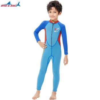 Теплый гидрокостюм для мальчика, цельный купальник из неопрена толщиной 2,5 мм для всего тела с длинными рукавами, Утолщенный морозостойкий костюм для подводного плавания и серфинга
