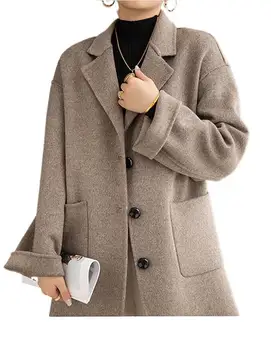 2023 Женская зимняя одежда, двустороннее женское кашемировое пальто, короткий маленький костюм, маленькое шерстяное пальто 1026