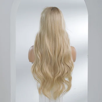 oneNonly Синтетический парик на кружеве с длинными волнами, коричневый, Омбре, светлые парики для женщин на каждый день, из натуральных волос, стойкое волокно