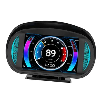 Автомобильный HUD-дисплей Многофункциональный датчик OBD / GPS, универсальная сигнализация о превышении скорости, подключи и играй, обороты в минуту, окружающий свет