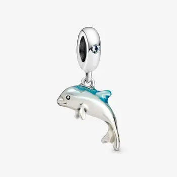 ГОРЯЧАЯ бусина-шарм из стерлингового серебра 925 пробы с мерцающим Дельфином, подходящая к оригинальному браслету-колье Pandora, новое поступление ювелирных изделий 2020 года