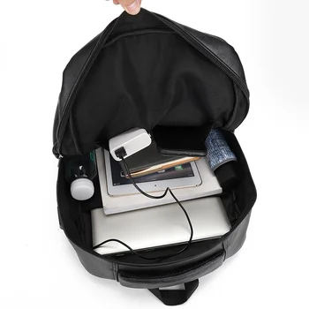 Новый винтажный мужской рюкзак с USB-зарядкой, Большая сумка для ноутбука из искусственной кожи, мужские повседневные школьные сумки для подростков для мальчиков