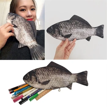 Сумка для карандашей с имитацией карася, индивидуальность, креативная ручка-пенал в форме соленой рыбы, забавная сумочка для студентов, девочек-подростков
