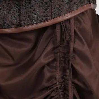 Корсет, комплект одежды из 3 предметов для женщин, кожаные бюстье с пиратской юбкой в стиле ретро, комплект белой блузки, карнавальные костюмы