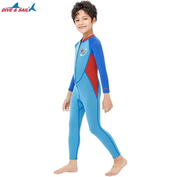 Теплый гидрокостюм для мальчика, цельный купальник из неопрена толщиной 2,5 мм для всего тела с длинными рукавами, Утолщенный морозостойкий костюм для подводного плавания и серфинга