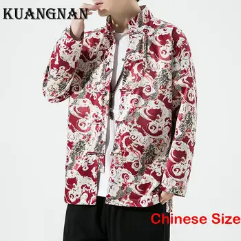 Мужская рубашка с Принтом Дракона KUANGNAN, Одежда для Мужчин, Роскошная Одежда, Мужские Рубашки и блузки С длинным рукавом 5XL, Весна 2023 года