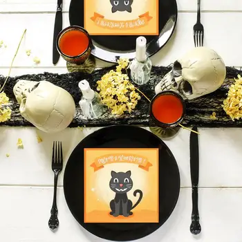 Набор салфеток для гостей на Хэллоуин Одноразовая Посуда Наборы салфеток для Ланча Эффектная Двухслойная ткань в стиле Хэллоуина с привидениями