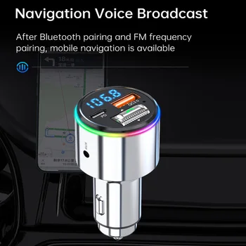 Bluetooth 5.3 FM-передатчик Громкой Связи Автомобильный MP3-плеер Стерео Автомобильный FM-модулятор PD30W Быстрая Зарядка QC3.0 AUX Плеер RGB Свет