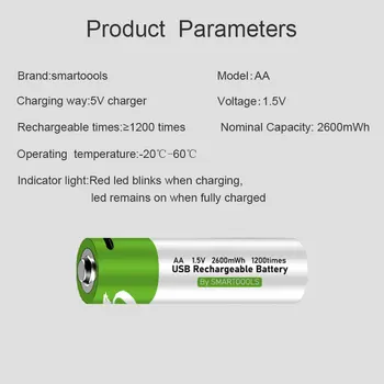 100% Оригинальные аккумуляторные батареи USB AA 1,5 В 2600 МВтч, литий-ионный аккумулятор для дистанционного управления мышью, аккумулятор для электрической игрушки + кабель