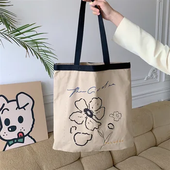 Youda Новый стиль, модная холщовая сумка через плечо с цветочным рисунком, женская сумка с милым рисунком, большие повседневные сумки-тоут для покупателей