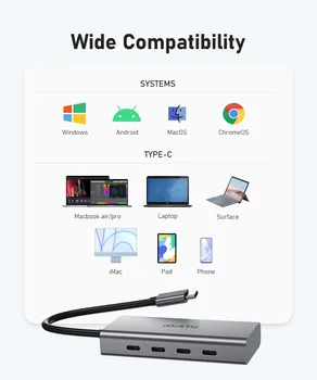 Портативный 4-Портовый USB C Концентратор 10 Гбит/с USB-C для мужчин и 4 * USB-C Для женщин USB-Концентратор Многопортовый Адаптер для MacBook Pro, Chromebook, iMac, XPS