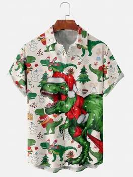 Мужская И Женская Рождественская Рубашка С Цветущими Колокольчиками и Художественным Рисунком, Повседневная Рубашка С Принтом, Рождественская Гавайская Рубашка