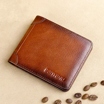 Роскошный Мужской Короткий кошелек из натуральной Кожи RFID Coin Man Cow Card Holders Мужские Маленькие Кошельки Зажим для денег