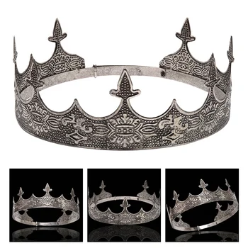 Винтажные мужские королевские короны для мужчин, мужские полные короли, Черный король для театра, аксессуары для костюмов для выпускного вечера, вечеринки