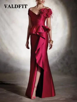 Длинные Элегантные Бордовые платья Русалки для матери Невесты 2023 года с Разрезом, Свадебное платье Vestido Invitada Boda 2022