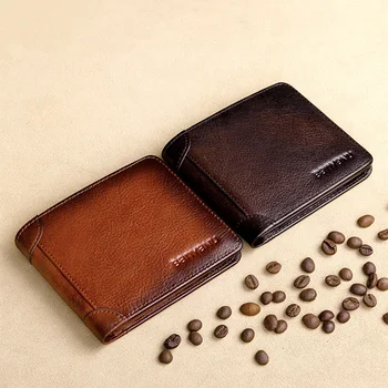 Роскошный Мужской Короткий кошелек из натуральной Кожи RFID Coin Man Cow Card Holders Мужские Маленькие Кошельки Зажим для денег