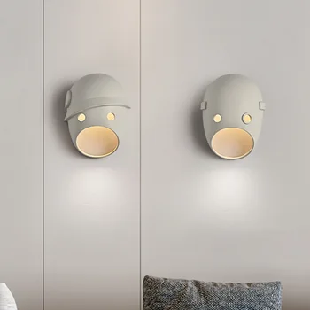 Скандинавская светодиодная маска для украшения дома, настенный светильник, Дизайнерское настенное освещение на фоне серой смолы, Современная спальня, коридор, настенные светильники