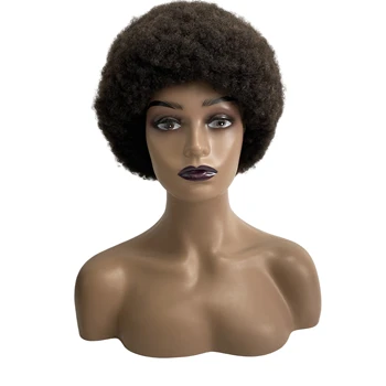 Европейская замена человеческих волос Virgin с корнем 4 мм, афро-кудрявый парик с завитками, полностью кружевной парик для чернокожих женщин