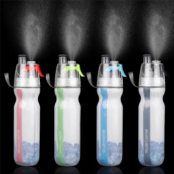 Велосипедные спортивные бутылки для воды с распылителем тумана, изолированная бутылка для воды, двухслойная бутылка со льдом, Спортивный чайник для питья на открытом воздухе