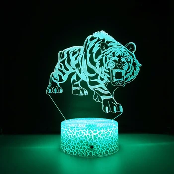 Nighdn Tiger 3D Иллюзионная лампа, Ночник, 7 цветов, Пеленальный столик, настольные лампы, Рождественский подарок на День рождения для детей