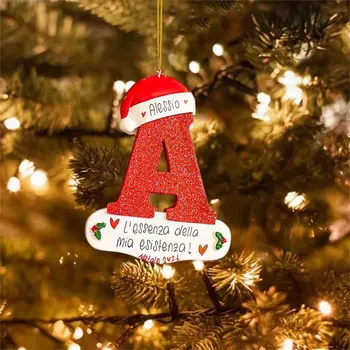 Подвеска в виде Рождественской елки с 26 буквами, Веселые Рождественские украшения для дома Navidad, Акриловый орнамент своими руками, Рождественские Подарки для детей 2024, Новый год