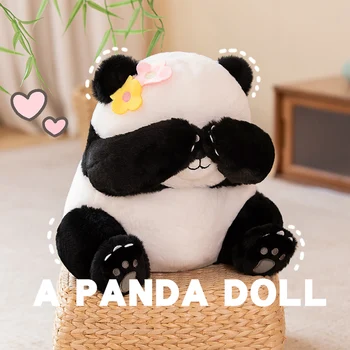 30 см Прекрасная Гигантская Панда Плюшевая игрушка, набитая редкими животными Кукла, Милый Медведь Хуахуа Менглан, Коричневая Панда, Мягкая кукла, подарки для детей и девочек