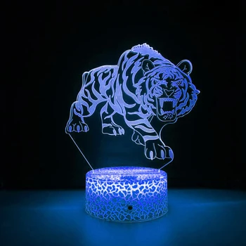 Nighdn Tiger 3D Иллюзионная лампа, Ночник, 7 цветов, Пеленальный столик, настольные лампы, Рождественский подарок на День рождения для детей