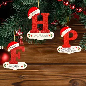Подвеска в виде Рождественской елки с 26 буквами, Веселые Рождественские украшения для дома Navidad, Акриловый орнамент своими руками, Рождественские Подарки для детей 2024, Новый год