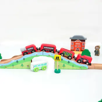 Набор аксессуаров для деревянного железнодорожного пути в сборе, шесть комбинированных детских игрушек, совместимых с деревянными машинками 1: 64 Pd05