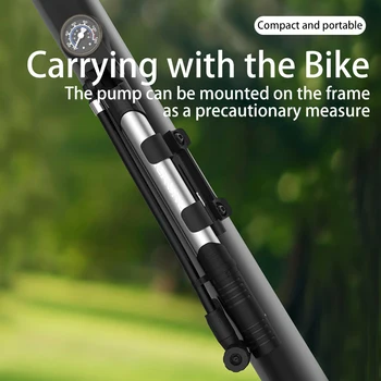 Складной Велосипедный насос ACRUNU с Т-образной ручкой и датчиком PSI Портативный Велосипедный Шинный насос с умным клапаном Подходит Schrader / Presta для передних вилок